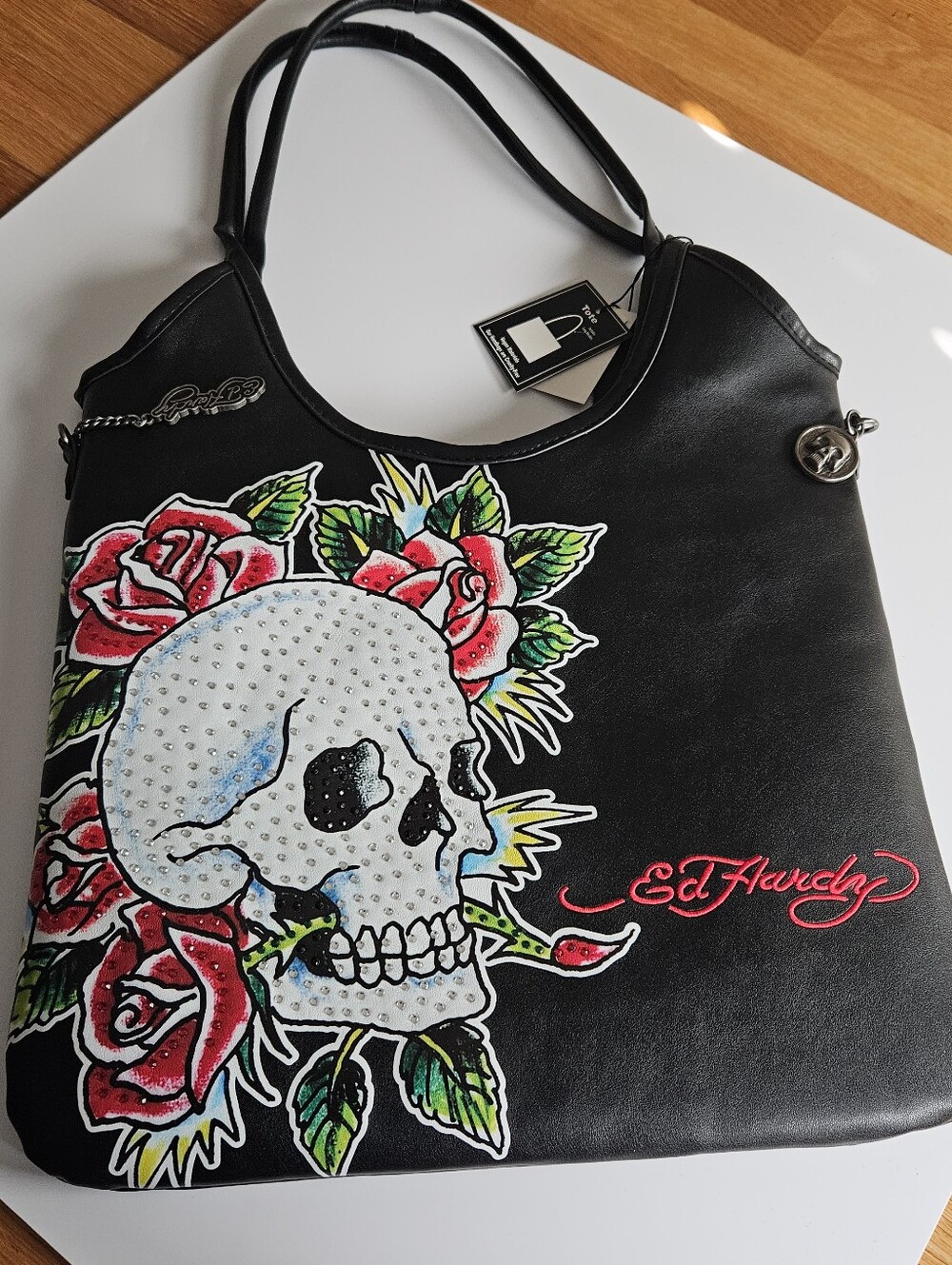 Ed Hardy Skull Rose Tote Bag 🖤 Y2K Punk Tattoo Style NWT